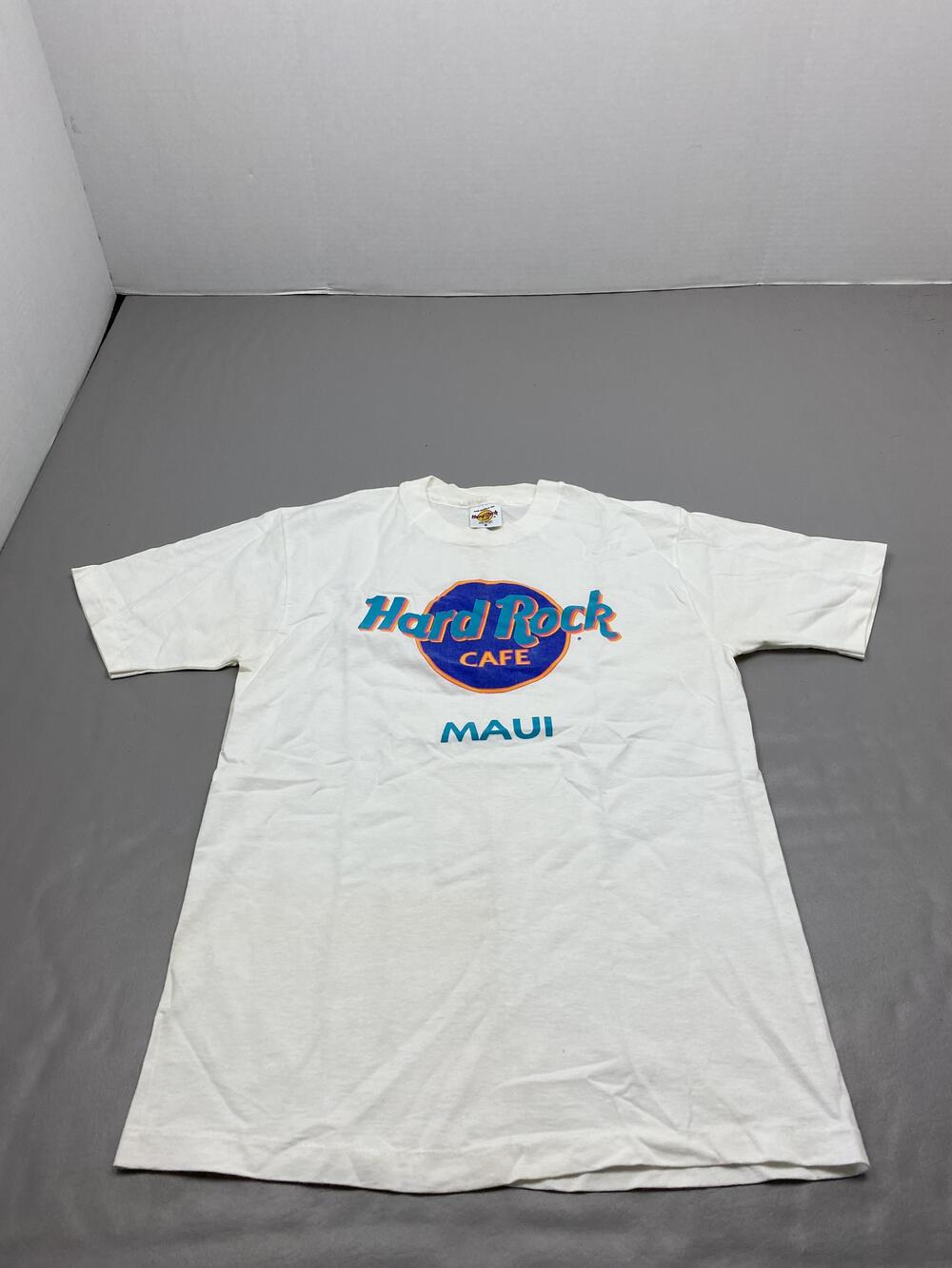 Hard Rock Cafe Shirt Mens M White Maui Logo Graphic Cotton Jersey Made In USA